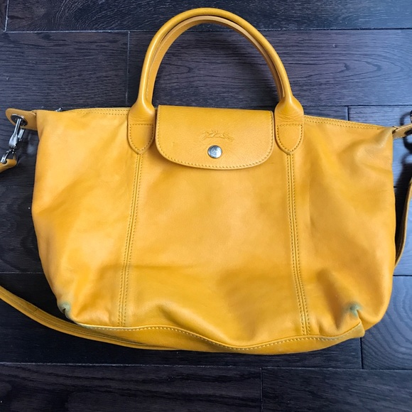 Longchamp “Le Pliage Cuir” Leather Top Handle S Longchamp “Le Pliage Cuir” Leather Top Handle S